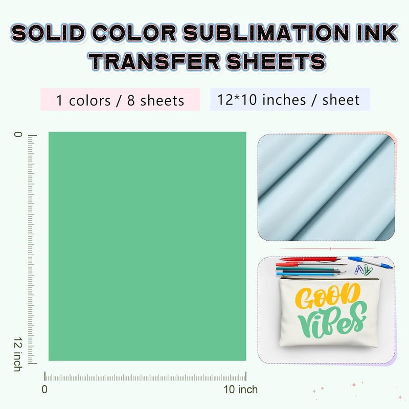 HTVSTD Blue Sublimation Ink Transfer Sheets 8 Sheets 12'' x 10''Sky Blue Sublimation Paper Transfer Sheets for Mugs Tumblers DIY Transfer Paper - Image 3